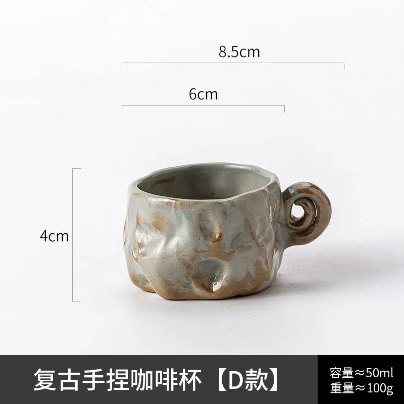 Ceramic Kiln Transformed Coffee Cup Rough Ceramic Retro Shaped Mug Home Coffee Shop Ceramic Cup Homestay Water Cup