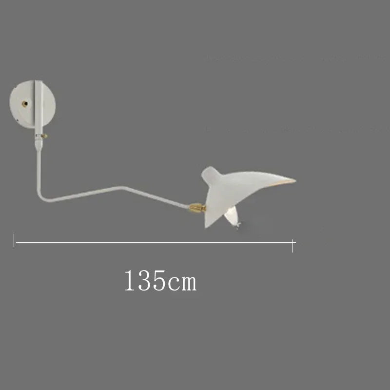 French Designer Long Arm Wall Sconce Lamp Rotary Led Light for Living Room Bedroom