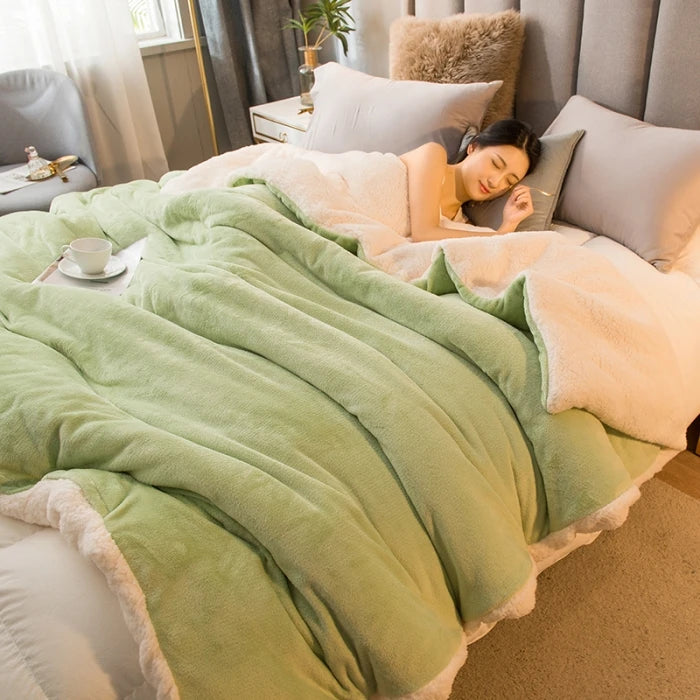 Coperta da tiro in lana Mantieni calde le coperte da letto invernali Copripiumino matrimoniale a doppia faccia Copriletto matrimoniale da campeggio Copriletto sul letto