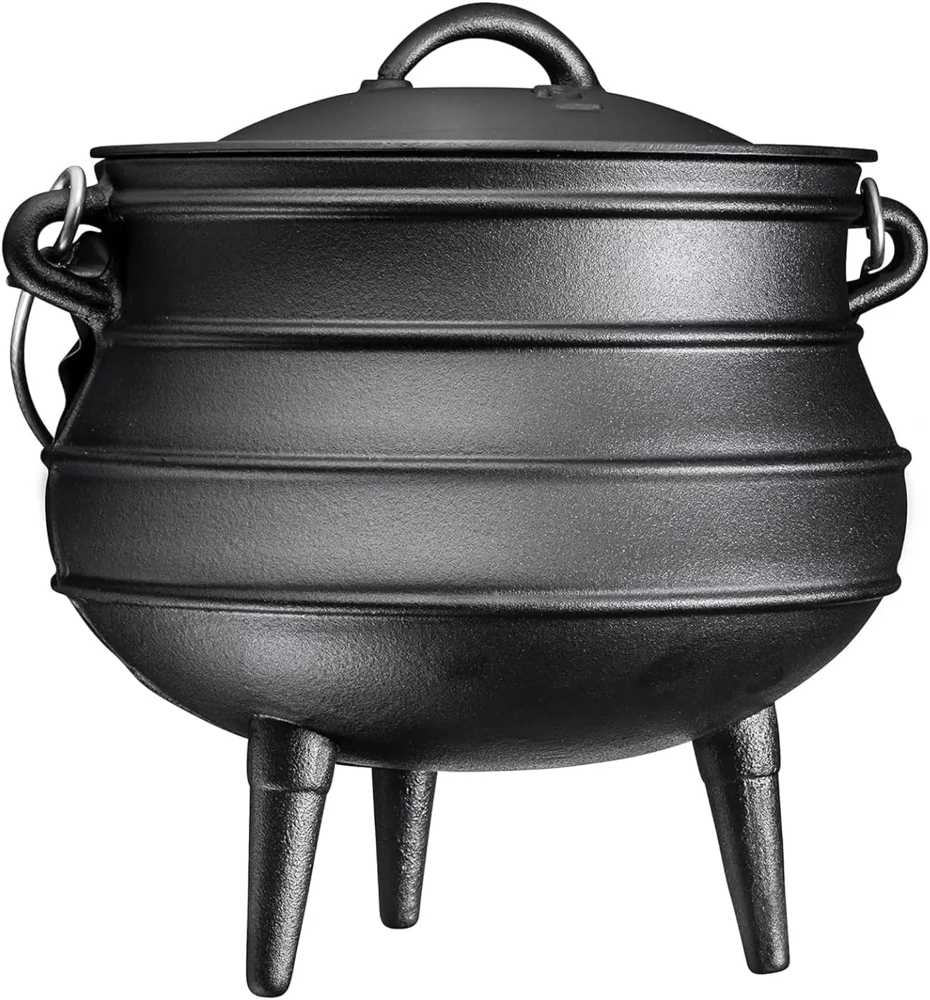 12 Quart Cast Iron Dutch Oven Cauldron Pot - Camping Cookware with Lid - Pre-Seasoned Heavy-Duty Potjie for Stews, Soups, Braisi