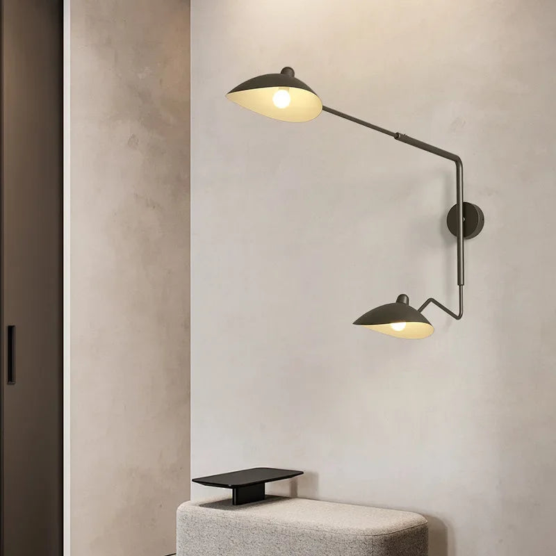 French Designer Long Arm Wall Sconce Lamp Rotary Led Light for Living Room Bedroom