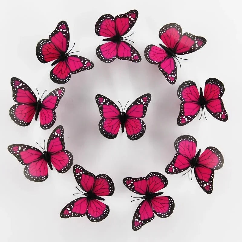 New 10Pcs 4.72 In Monarch Butterfly Decoration Stickers Fake Butterflies for Crafts Artificial Wall 3D Home Decor