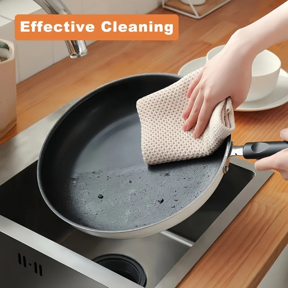 2/6Pcs Honeycomb 100% Cotton Dishcloth Towel Soft Absorbent Hand Towel Quick drying Home Kitchen Efficient Cleaning Cloth Tools
