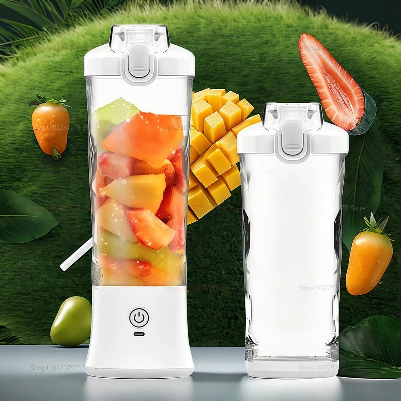 600ml Portable Electric Fruit Juicer Mixer machine USB Rechargeable Mini Fruit Juice Blender with 6 Blades Compact Juice Cup