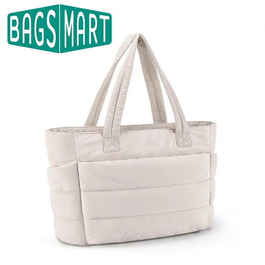 BAGSMART Borsa da donna Borsa tote in tinta unita di grande capacità Borsa versatile per il lavoro pendolare Borsa per la spesa di classe studentesca