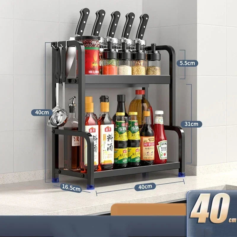 Knife Stand Door Organizer Spices Spice Racks Rack Jars Cutting Seasoning Drain Kitchen 2/3layers Condiments Storage Rack Board