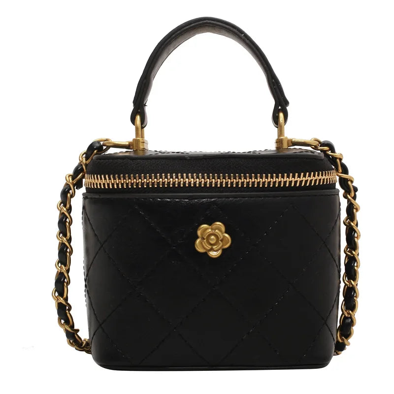 Small Shoulder Bucket Bag For Women Classic Mini Clutches Female Small Square Box Crossbody Metal Chain Handbag