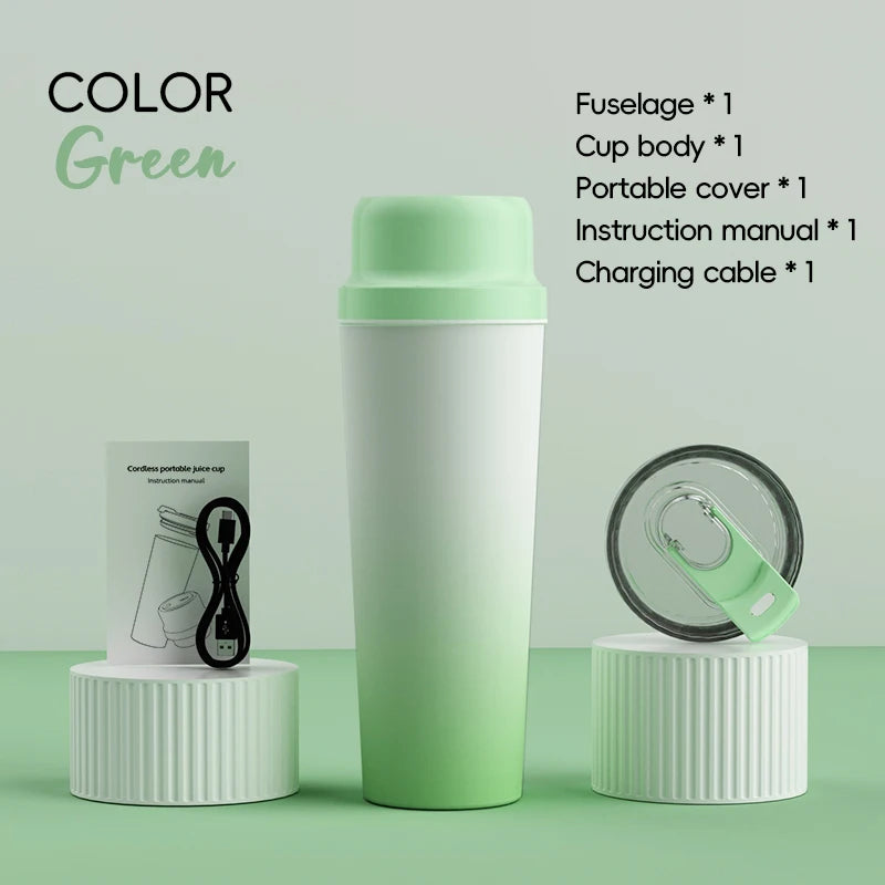Stainless Steel Wireless Portable Blender 650ml USB Juicer Orange Juice Mixer 20blades Crushed Ice 3000mAh Long-term Insulation