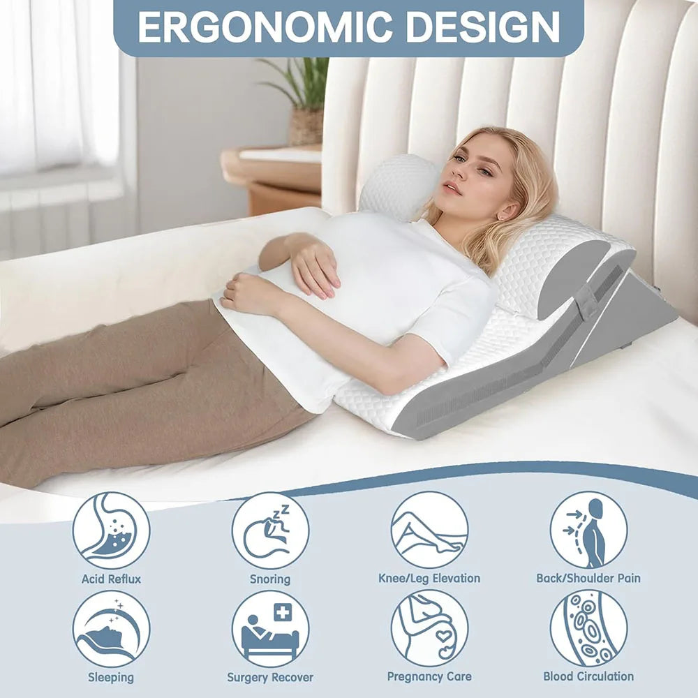 3 unids/set almohada de cuña para dormir almohada triangular plegable ajustable para ronquidos y después de la cirugía alivio del dolor de espalda reflujo ácido