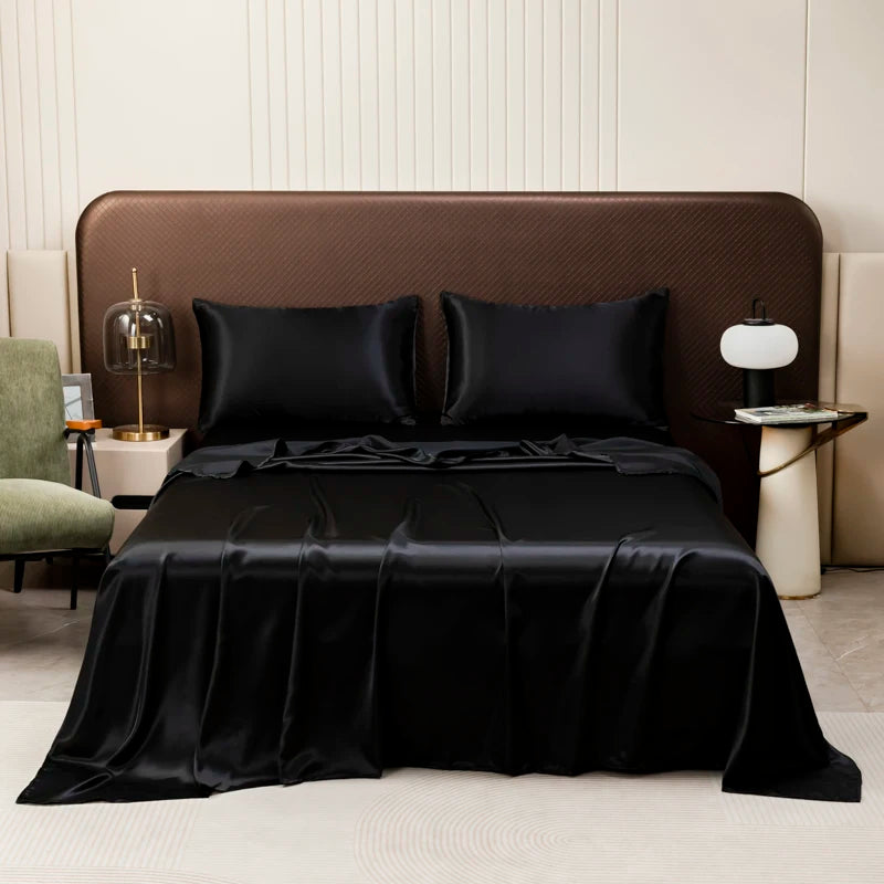 Satenasti posteljni listi za poletni svilnati zgornji list Smoooth z blazino En/Queen/King Ice Colling Flat Bed List