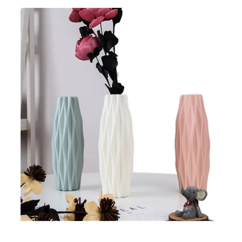Multi-style Origami Plastic Vase White Imitation Ceramic Flower Pot Flower Basket Flower Vase Decoration Home Nordic Decoration