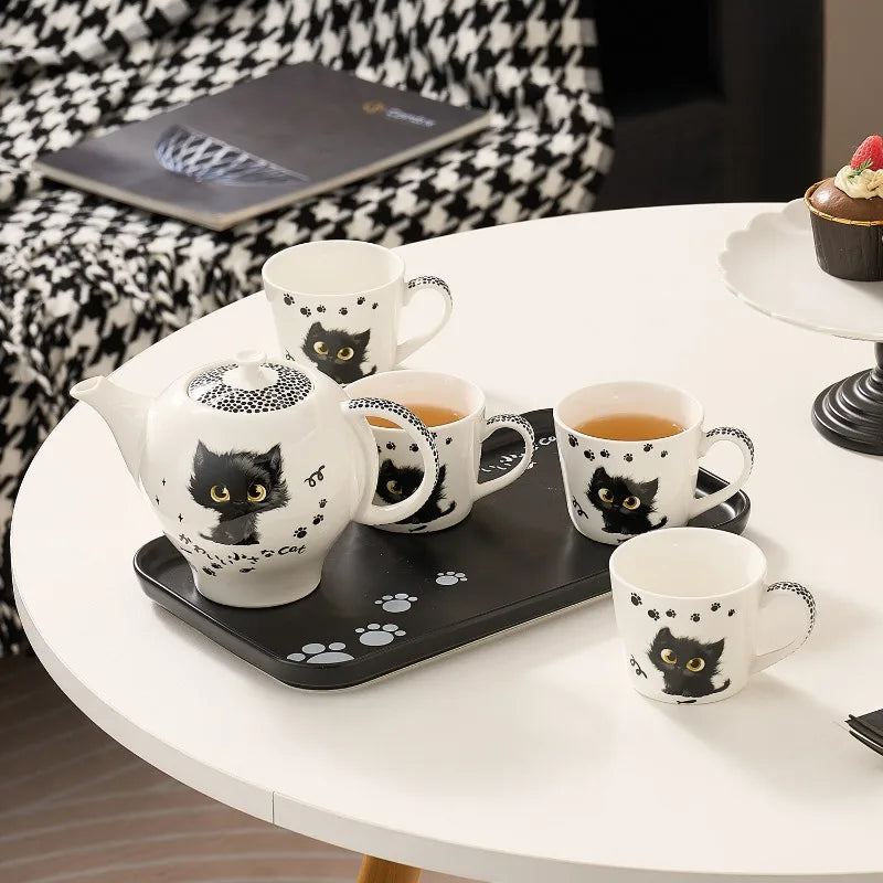 Cute and Cute Black Cat Ceramic Tea Set High Beauty Afternoon Tea Pot