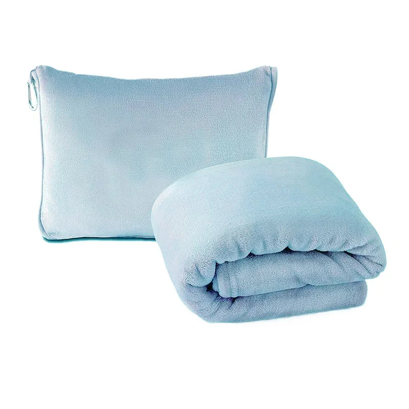 Coral Fleece Airplane Blankets Soft Warm Fluffy Multi Functional Portable Cuddle Cution Pillow 2 in 1 Travel Blankets