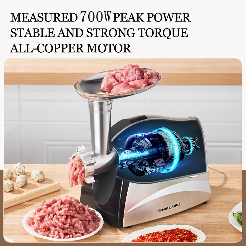 SUNATUR Premium Electric Food Chopper & Meat Grinder - Kitchen Appliances Mincer  Processor Crusher for All Your Cooking Needs