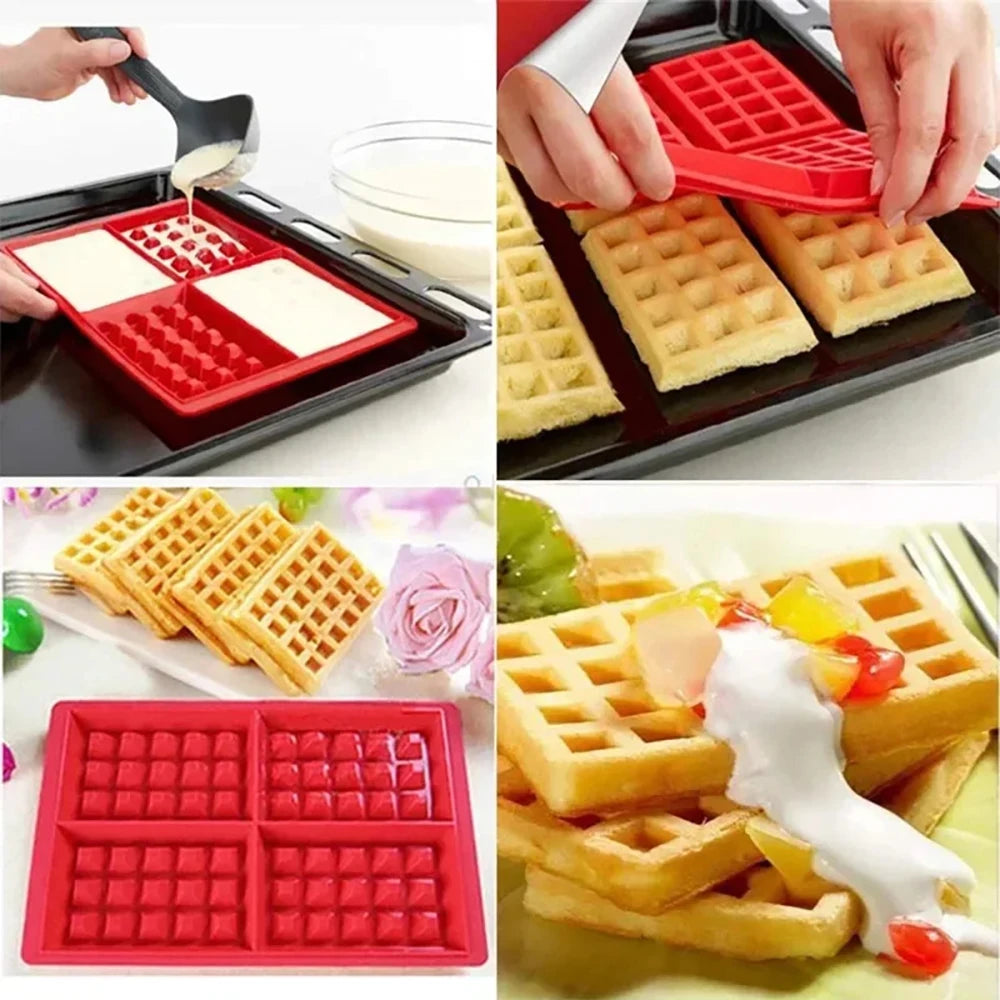 Silicone Waffle Cake Mold Waffle Maker Chocolate Bread Baking Molds Non-Stick Muffin Mould Bakeware Cookie Cooking Kitchen Tool