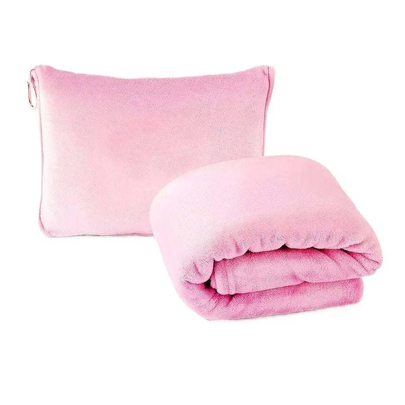 Coral Fleece Airplane Blankets Soft Warm Fluffy Multi Functional Portable Cuddle Cution Pillow 2 in 1 Travel Blankets