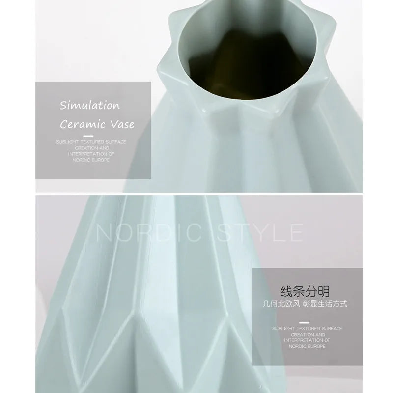 Multi-style Origami Plastic Vase White Imitation Ceramic Flower Pot Flower Basket Flower Vase Decoration Home Nordic Decoration