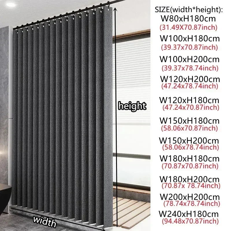 Thick Imitation Linen Shower Curtain Polyester Waterproof Shower Curtain Bath Curtains For Bathroom Bathtub Large Bathing Cover