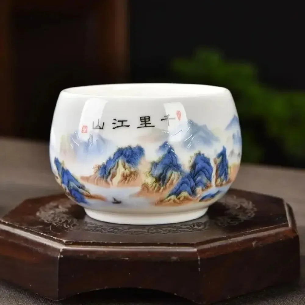 Exquisite Lamb Fat Jade White Porcelain Tea Cup Handmade Portable Ceramic Teacup Customized Tea Set Personal Master Cup