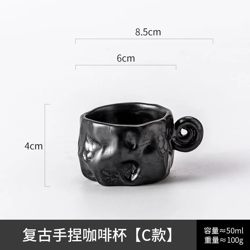 Ceramic Kiln Transformed Coffee Cup Rough Ceramic Retro Shaped Mug Home Coffee Shop Ceramic Cup Homestay Water Cup