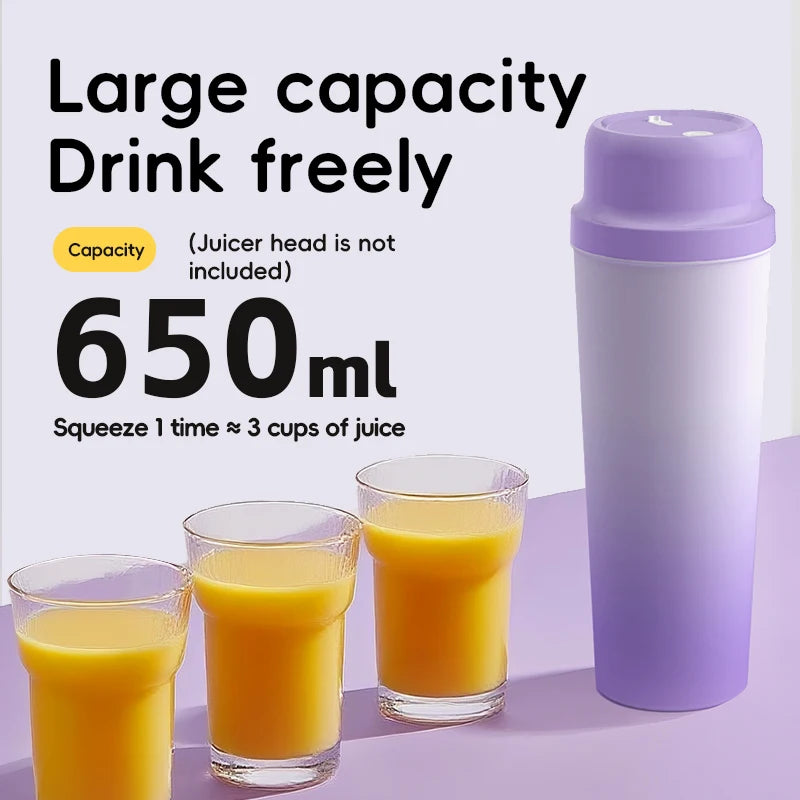 Stainless Steel Wireless Portable Blender 650ml USB Juicer Orange Juice Mixer 20blades Crushed Ice 3000mAh Long-term Insulation