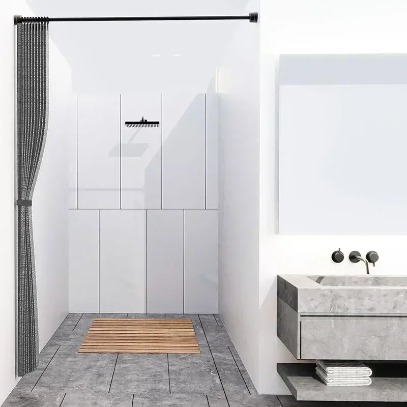 Waterproof Laminated Imitation Linen Large Ring Strong Thick Cloth Opaque Shower Curtain for Shower Curtains in Bathrooms