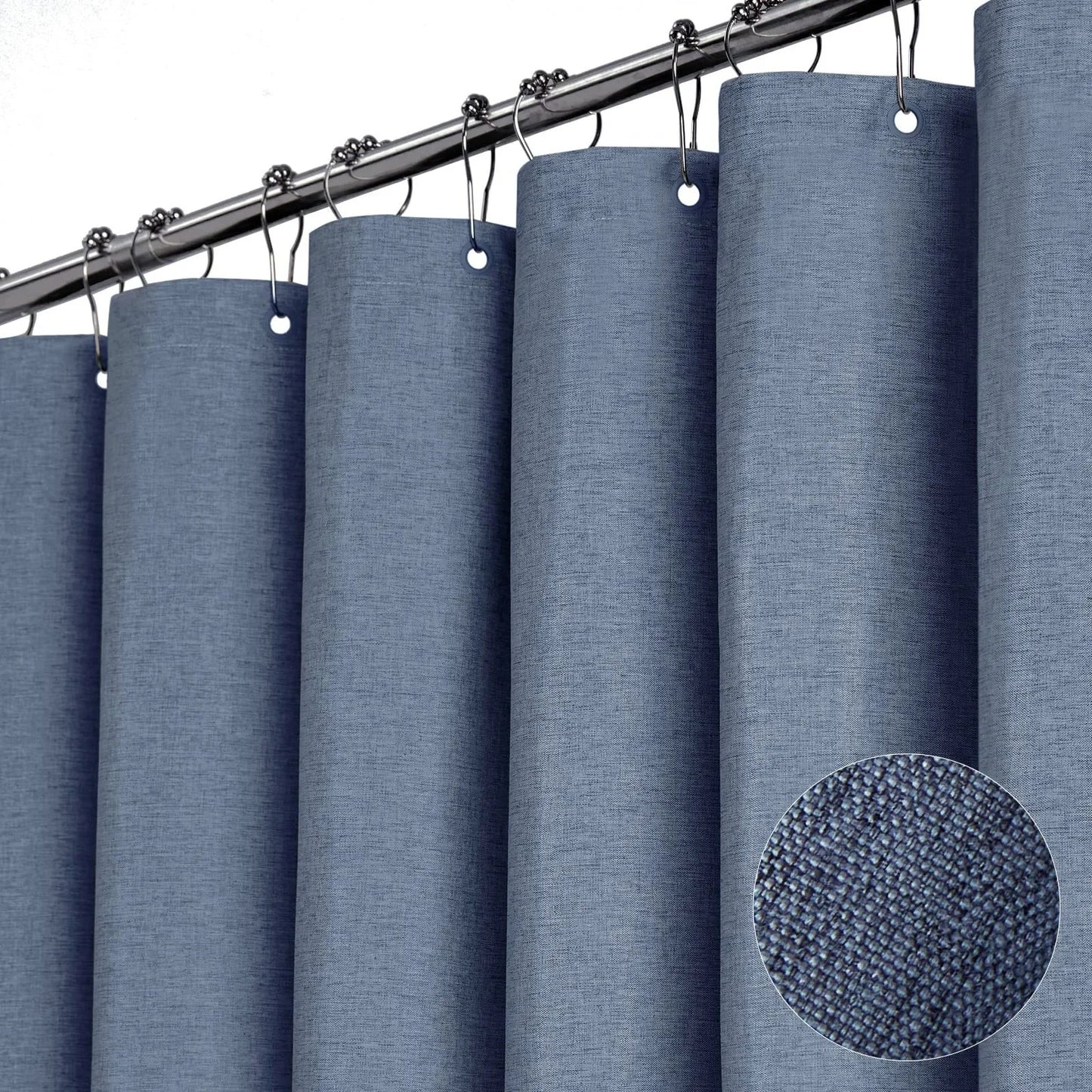 Solid Color Linen Waterproof and Thickened Shower Curtains Bathroom Bathtub Protecting Privacy Bath Covring Curtains with Hooks
