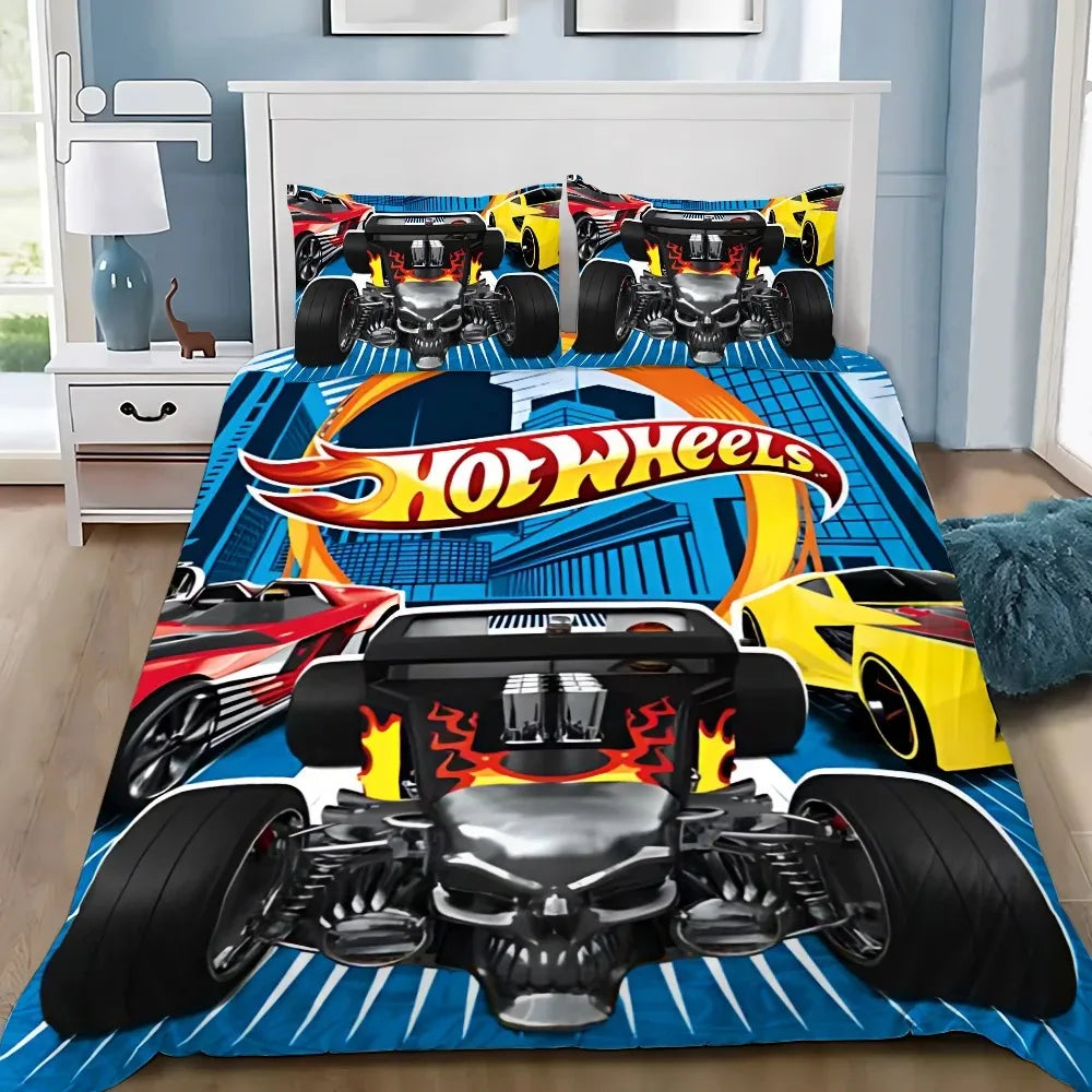 Cars Duvet Cover Wheels Pillowcase Bedding Set Adult Boy Girl Bedroom Decoration Children Gift Single Double Large Size