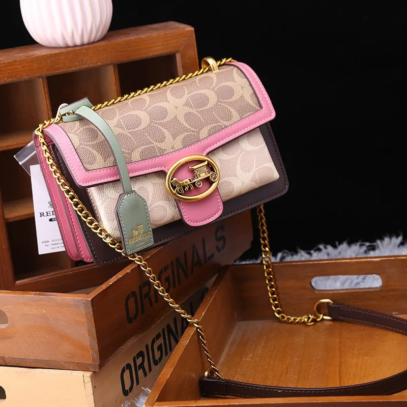 Lahka luksuzna ženska torba 2025 Nova barvna kontrastna kontrastna enojna ramena pazduha oblikovalec modne modne Crossbody Small Squa