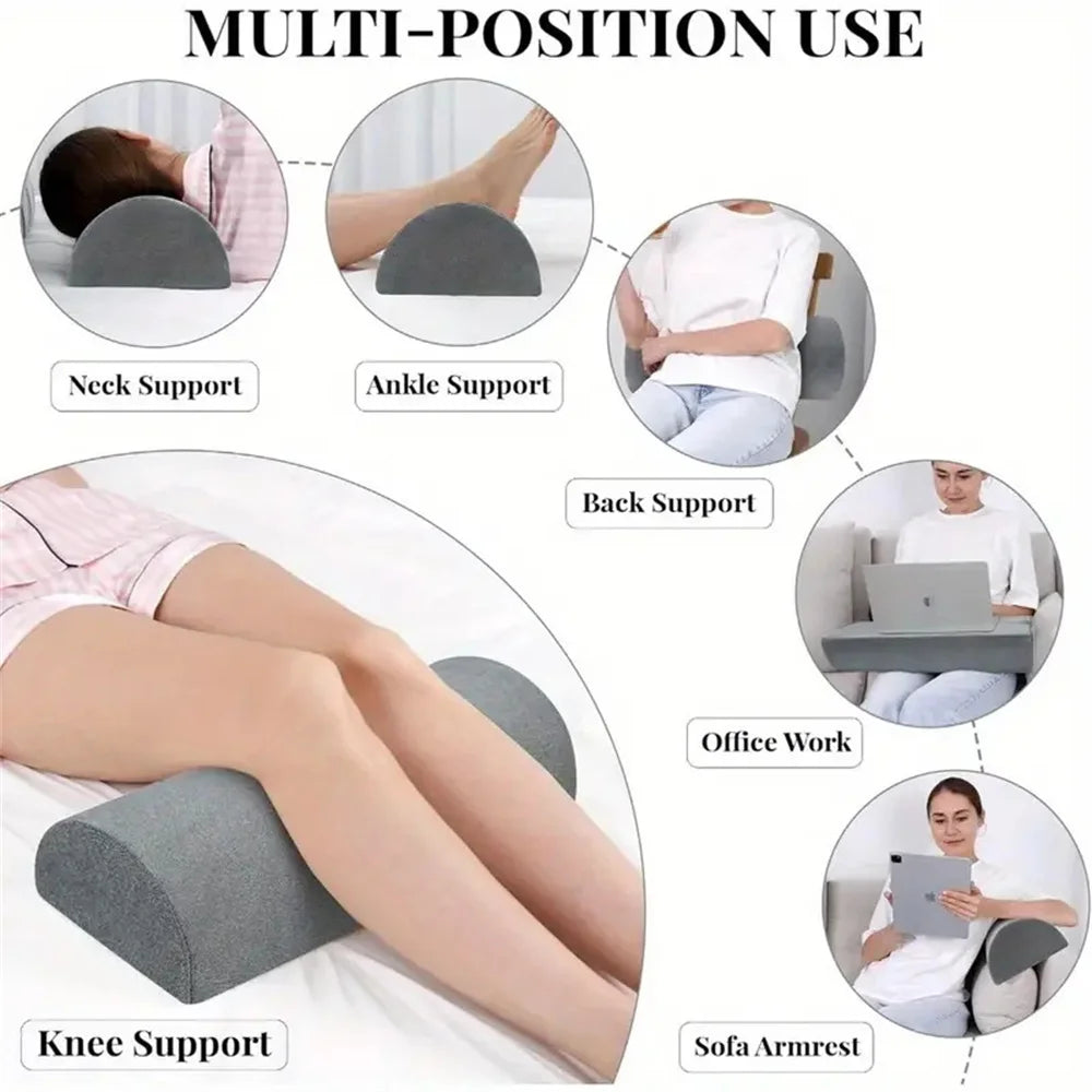 Cuscino a mezzaluna Cuscino semi-rotolo per ginocchio Supporto per caviglia e ginocchio Elevazione Schiena Lombare Sollievo dal dolore Imbottitura in memory foam di qualità