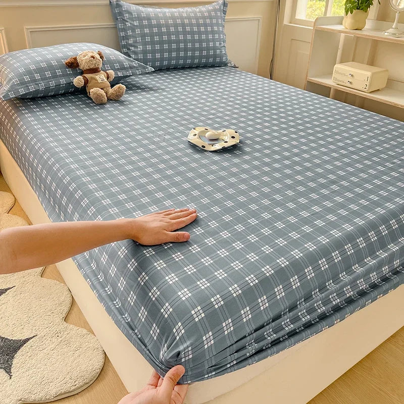 New Fitted Sheet with Elastic Bands Non Slip Adjustable Mattress Cover for Double King Queen Bed 150x200 180x200 220x200cm