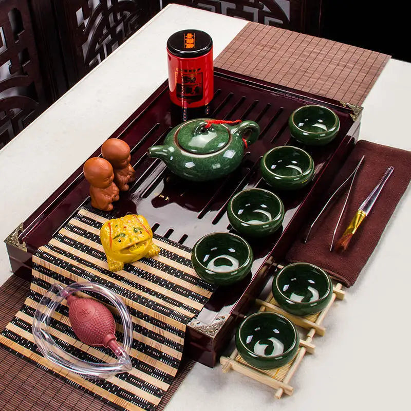 Fathers Day Gift Idea Kung Fu Tea Set Drinkware Chinese Tea Ceremony with Tea Table Over Eight-piece Set High-end Gift