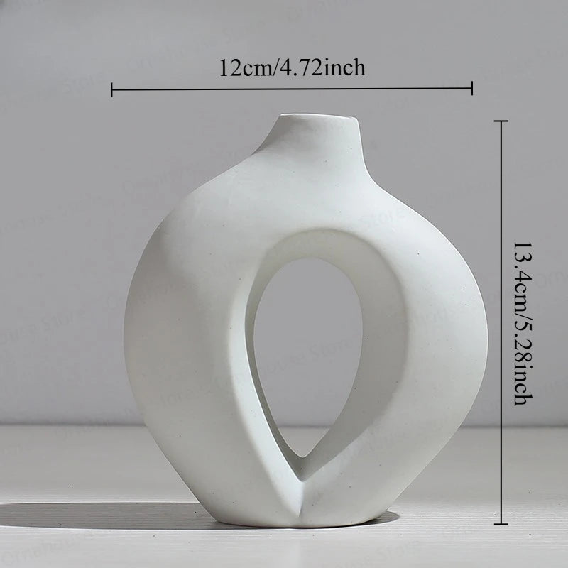 Nordic Creative White Vase Living Room Simple Ceramic Vase Decoration High End Art Glass Vase