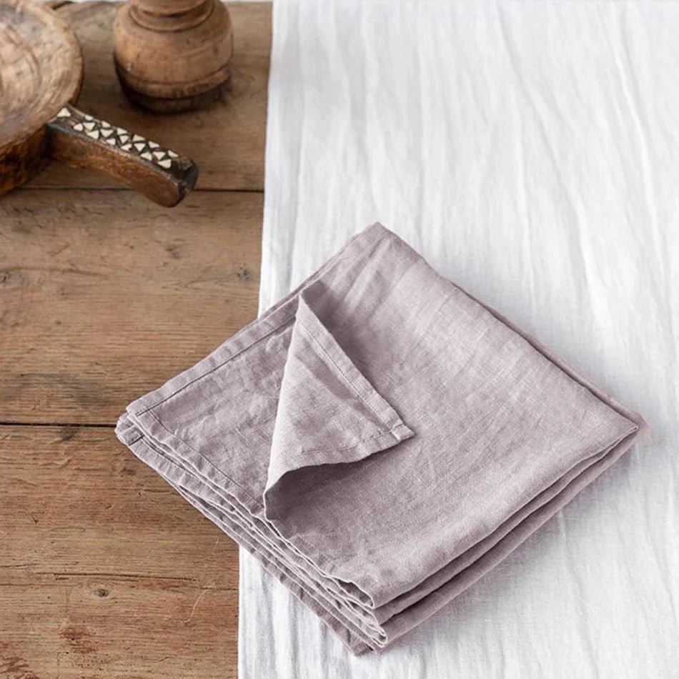 4PCS 40X40CM Pure Linen Napkins Cloths Soft Comfortable Fabric Reusable Kitchen Accessories for Wedding Birthday Parties