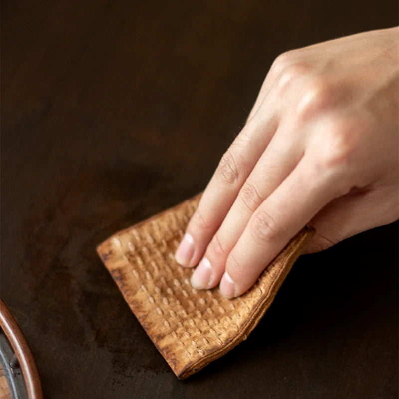 Handmade Cotton Linen Dishcloth Japanese Style Table Napkins Tea Ceremony Plant Staining Serving Tea Towel Accessories