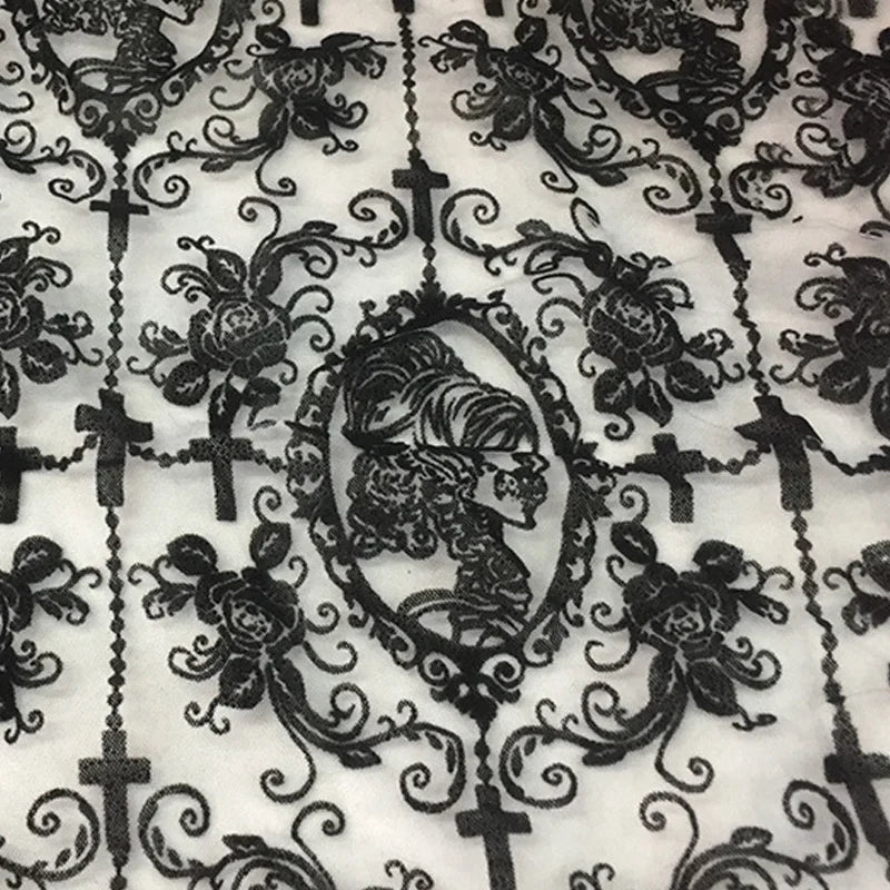 Gothic Lolita Black Lace Fabric Gauze DIY Women's Clothing Couture Material Accessories Couture Sewing Accessories Lace Fabric