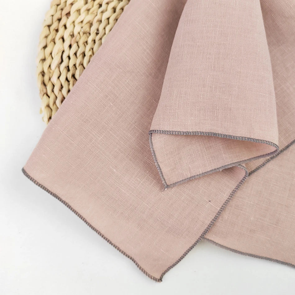 Set Of 4 Pure Linen Napkins Cloths Reusable 40x40cm Soft Comfortable Fabric Kitchen Accessories for Wedding Birthday Parties
