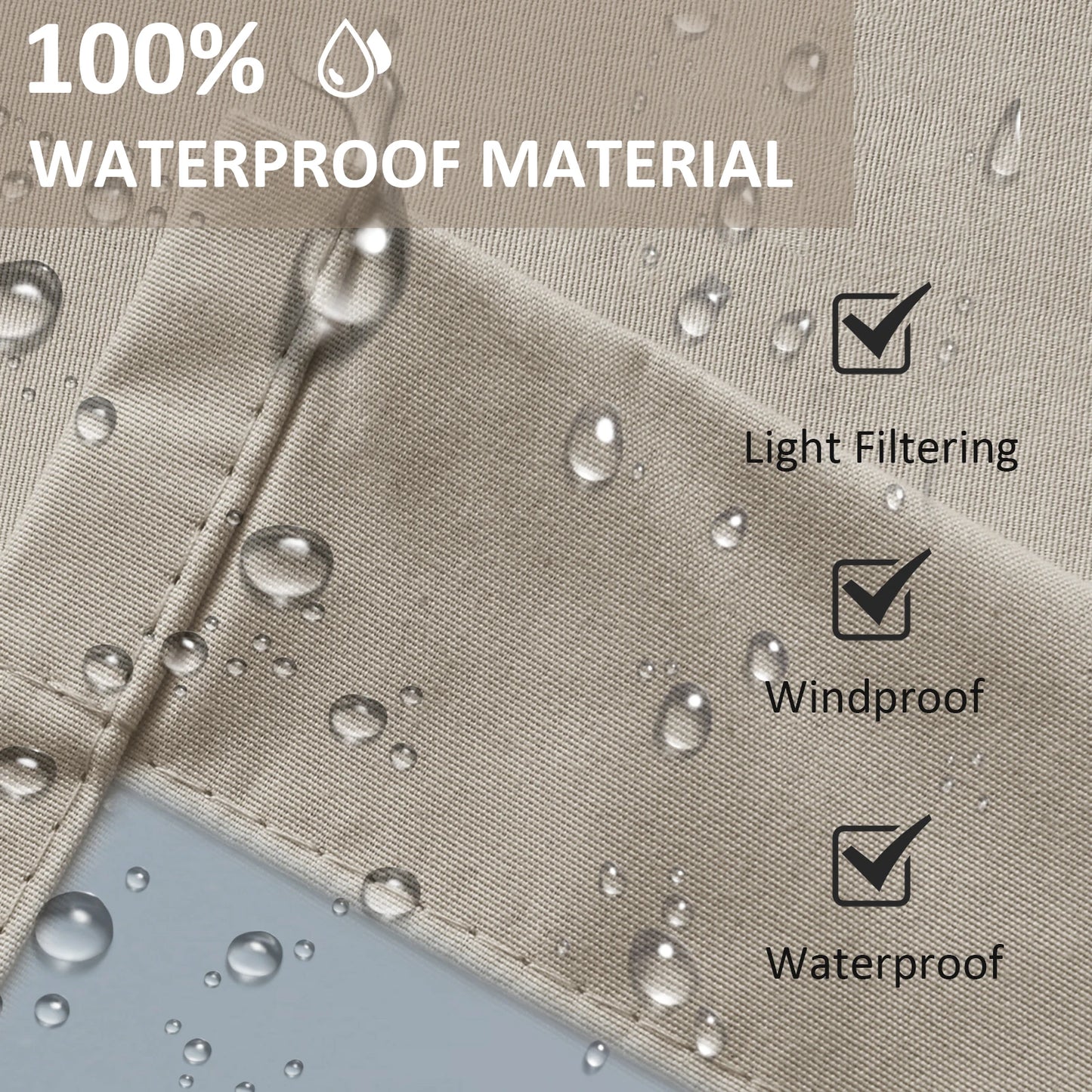 100% Waterproof Outdoor Curtains with Double Grommet for Patio Gazebo Pergola Windproof Privacy Curtains Thermal Insulated