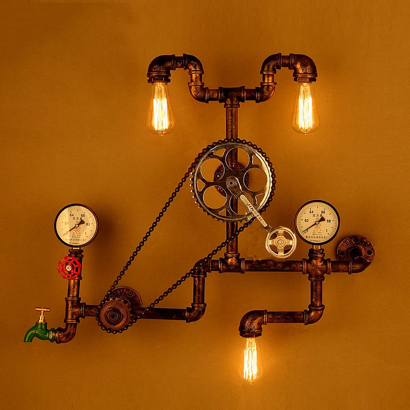 Lampada da parete vintage Steampunk Lampada da parete industriale per tubo dell'acqua per loft Ristorante Bar Negozio Arredamento Retro E27 Sconce Light Fixture