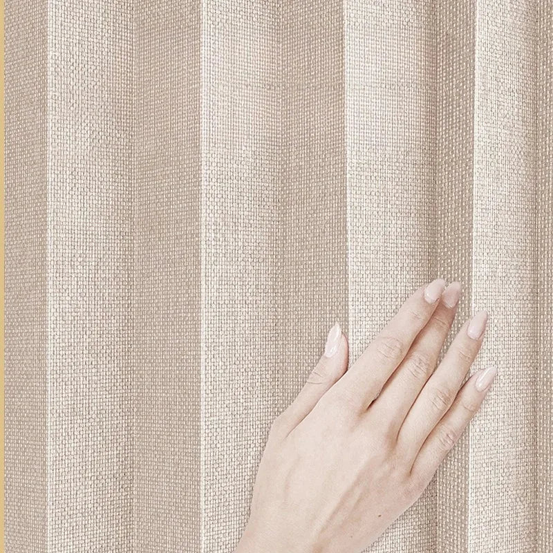 Waterproof Thick Linen Folding Curtain Mold-proof Solid Color Shower Curtain Suitable for Shower Curtains in Bathrooms