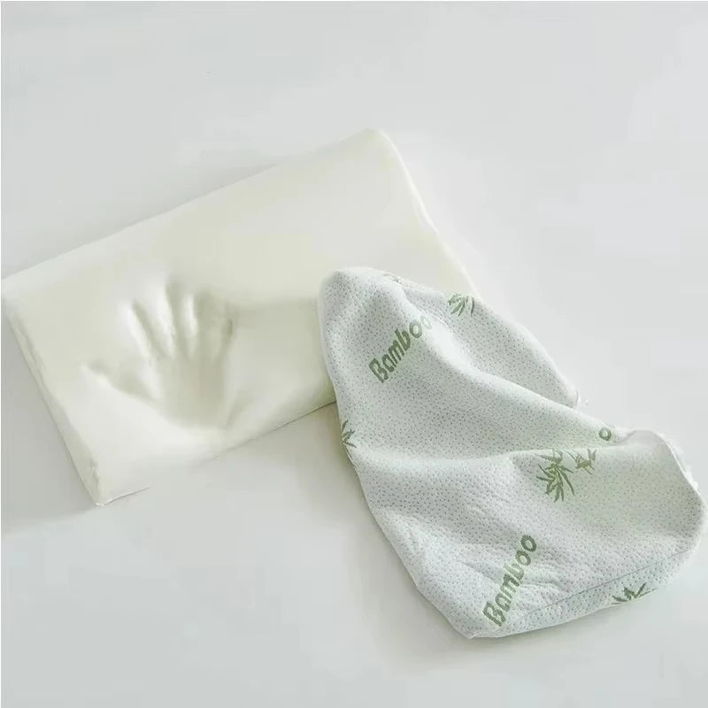 Almohada de memoria con protección del cuello de rebote lento, almohada de protección del cuello de algodón espacial, almohada central ondulada, almohada cervical de fibra de bambú