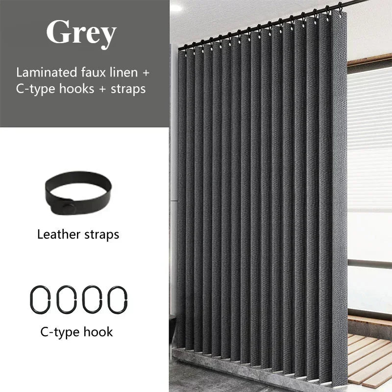 Waterproof Laminated Imitation Linen Large Ring Strong Thick Cloth Opaque Shower Curtain for Shower Curtains in Bathrooms