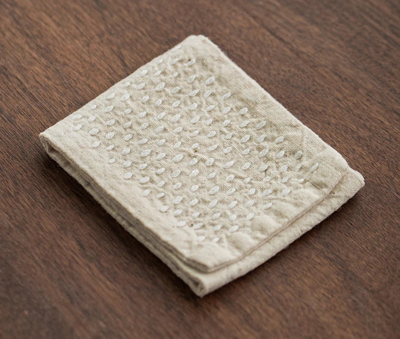 Handmade Cotton Linen Dishcloth Japanese Style Table Napkins Tea Ceremony Plant Staining Serving Tea Towel Accessories