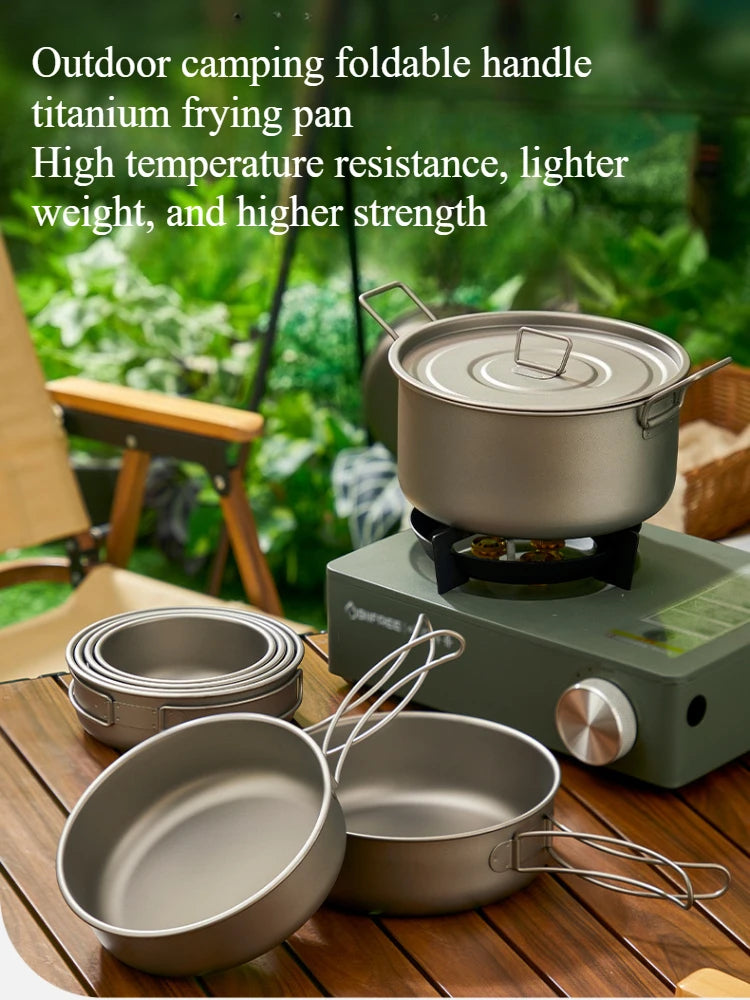 700ML/1200ML Titanium Frypan Outdoor Camping Hiking Picnic Cooking Frying Pan Backpacking Frying Pan Outdoor Cooking Pan Frypan