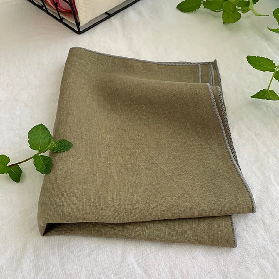4PCS Pure Linen 100% Napkins Cloths Reusable 40x40cm Soft Comfortable Fabric Kitchen Accessories for Wedding Birthday Parties