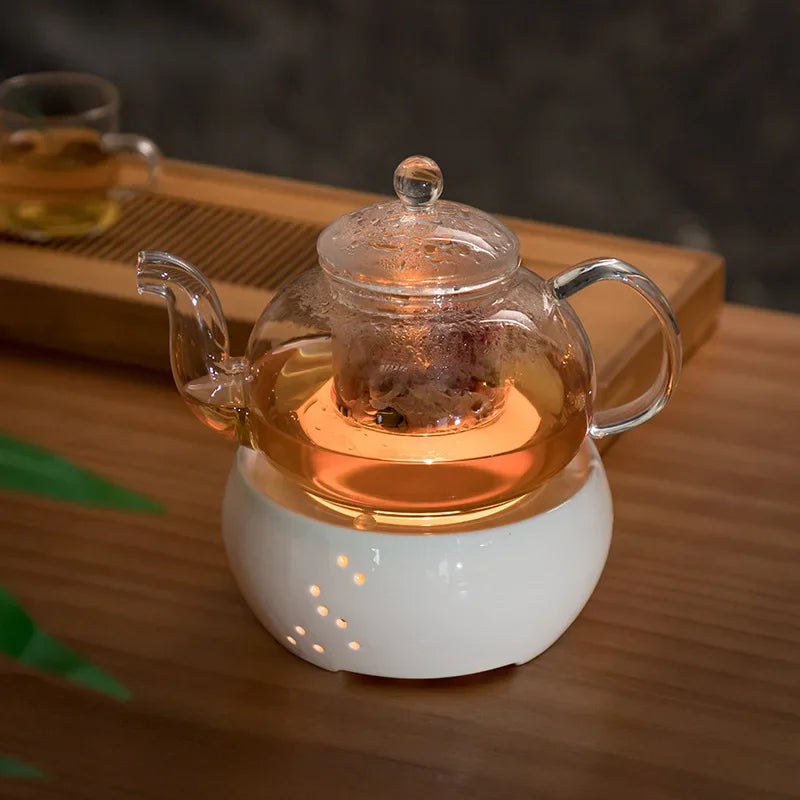 Ceramic Candle Heater Tea Pot Heating Base Tea Maker Filter Teapot Kettle Boiled Flower Tea Heated Warmer Wine