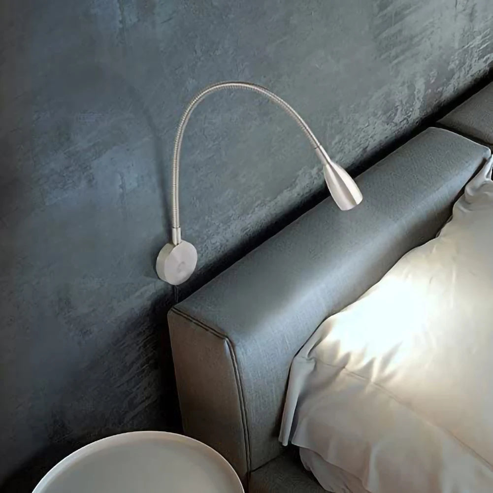 USB Flexible Wall Mount Night Lamp Hotel Bedside Wall Lamp LED Flexible Gooseneck Tube Switch Study Reading Sconces Light