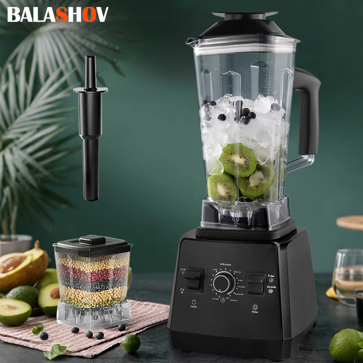 Frullatore commerciale resistente da 2000 W Miscelatore fisso per frullati di ghiaccio Apparecchi per cucina Robot da cucina professionale ad alta potenza