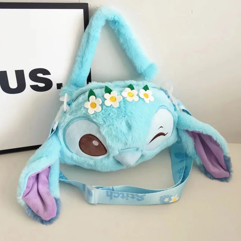 New Disney Cartoon Stitch Plush Cartoon Backpack Girls Cute Ins Shoulder Messenger Bag Parent-Child Gift