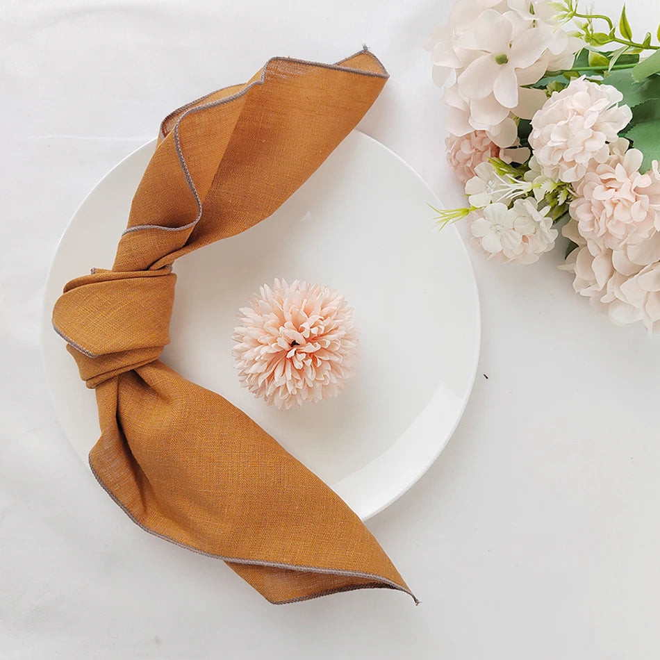 Set Of 4 Pure Linen Napkins Cloths Reusable 40x40cm Soft Comfortable Fabric Kitchen Accessories for Wedding Birthday Parties